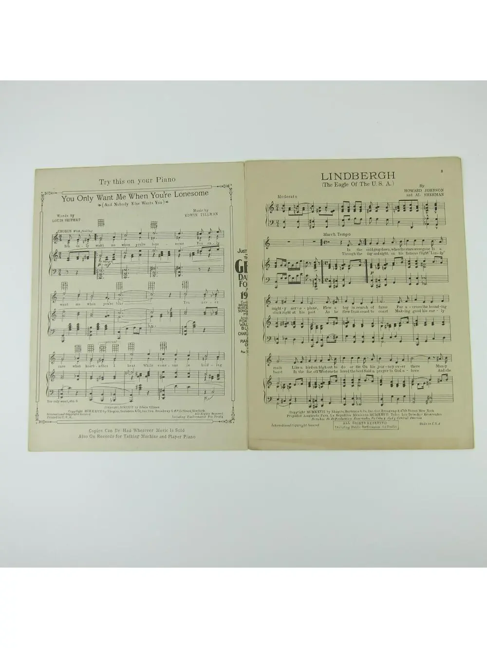 Lindbergh The Eagle of the USA Sheet Music Charles Lindbergh Photo Vintage 1927